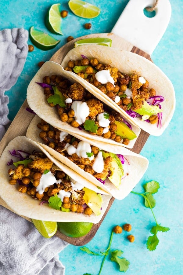 Air Fryer Chickpea Cauliflower Tacos Vegan